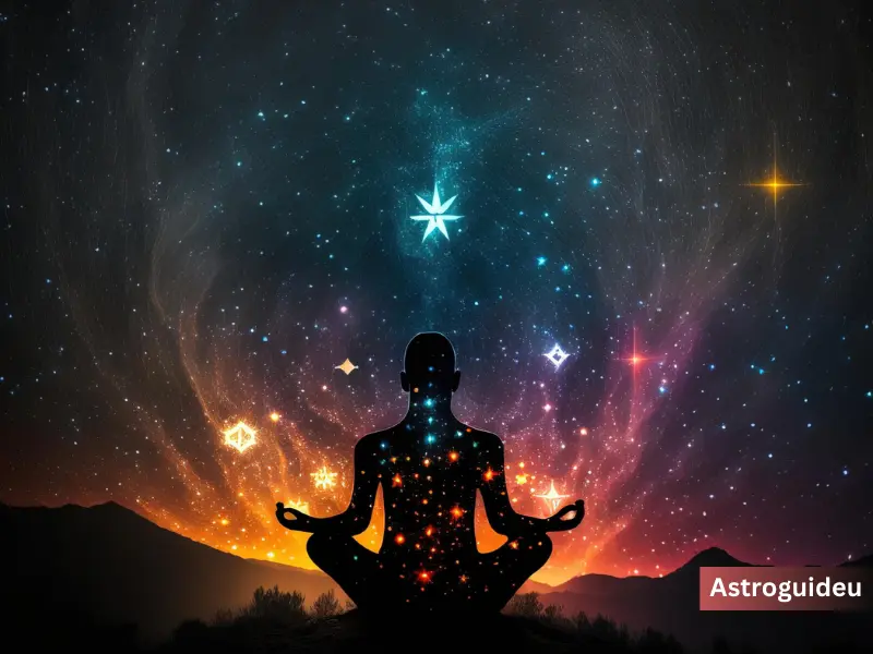 guy doing meditation with stars above him