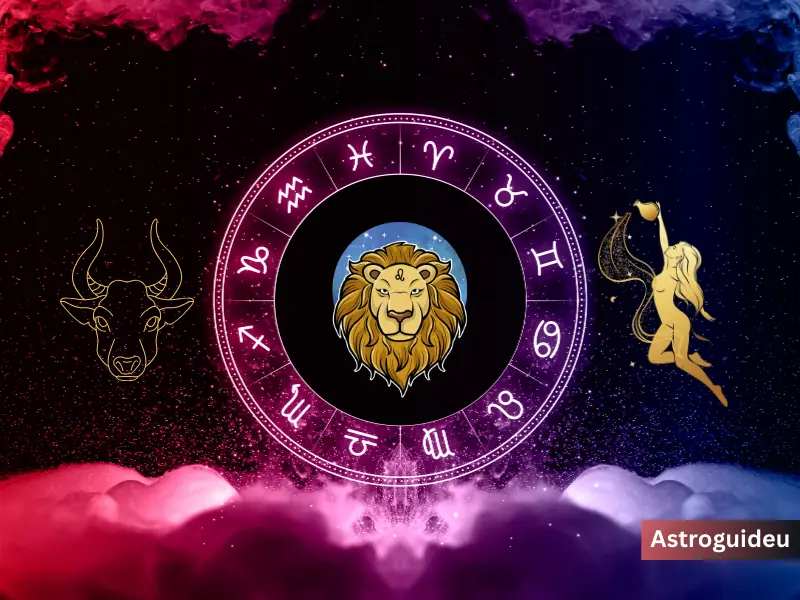 zodiac wheel with lion in center